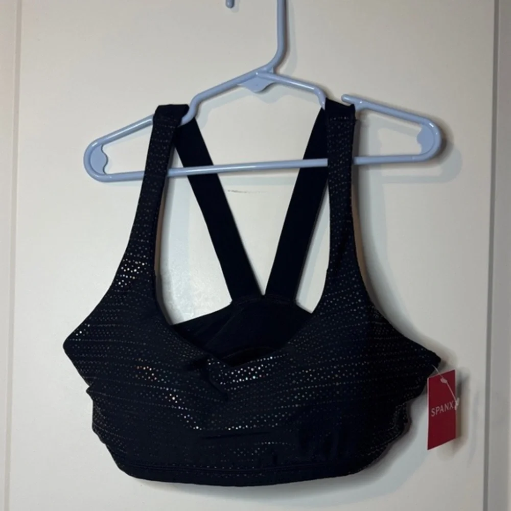 Spanx NWT women’s low impact metallic mist sports bra XS black